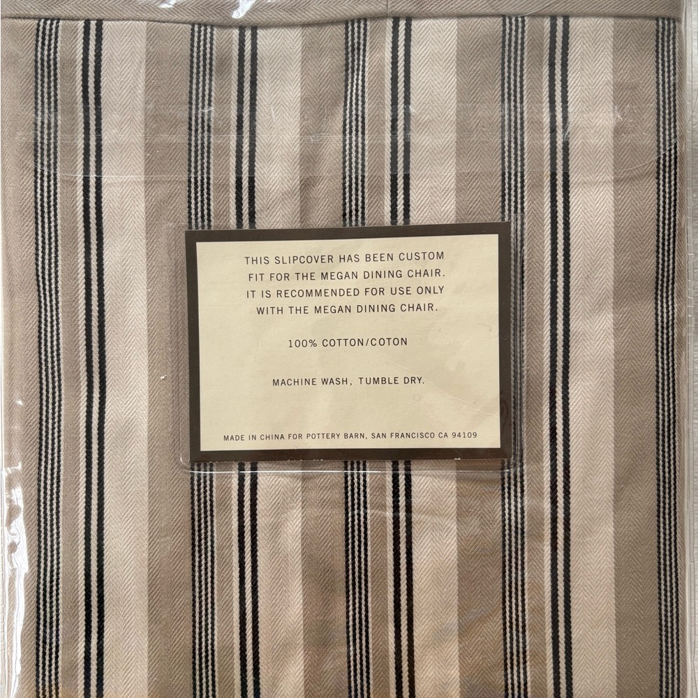 Pottery Barn Veranda Stripe Megan Chair Slipcover in Black and Tan 2 covers - Picture 2 of 3